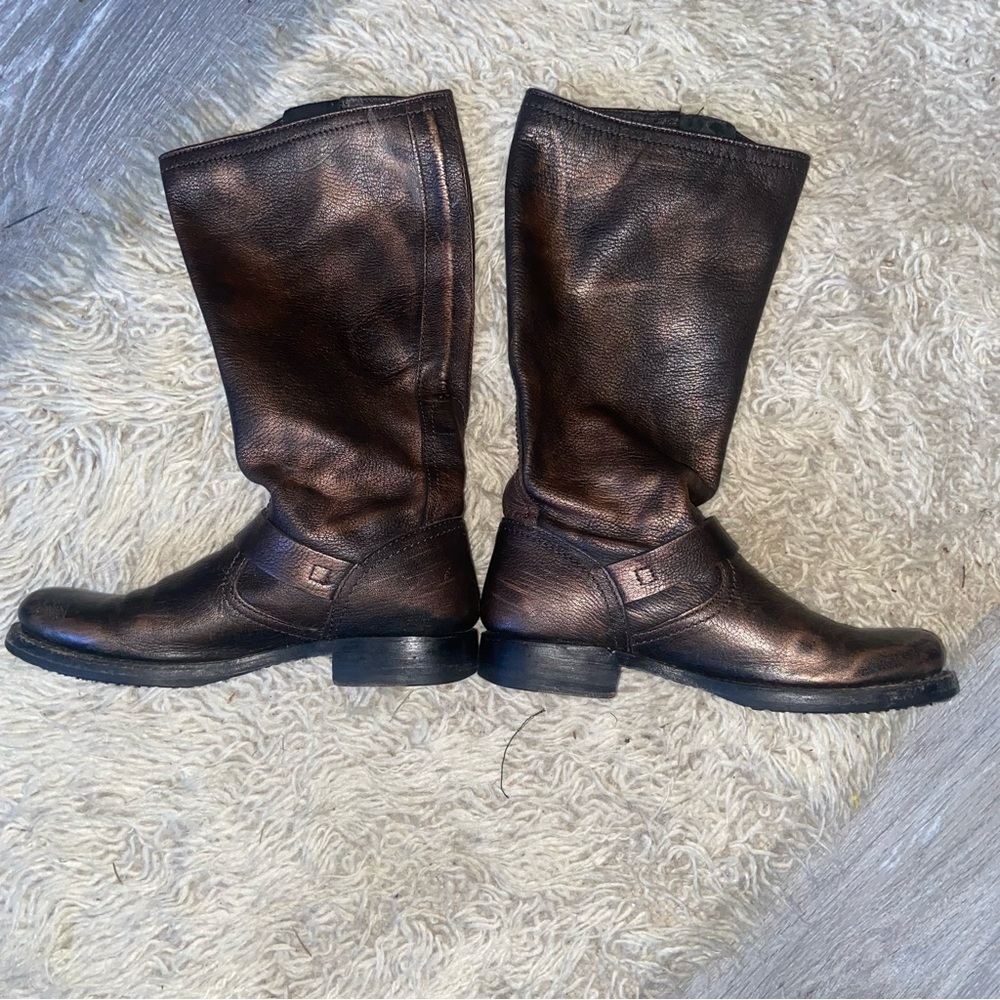 Frye metallic leather boots size 8